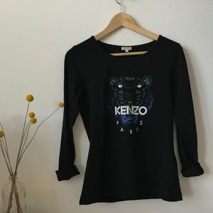 Kenzo Kids Black Tiger Cotton Jersey